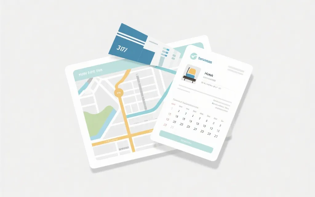 比赛日与机票酒店时间节点的可视化日历，桌面计划与城市交通线路图